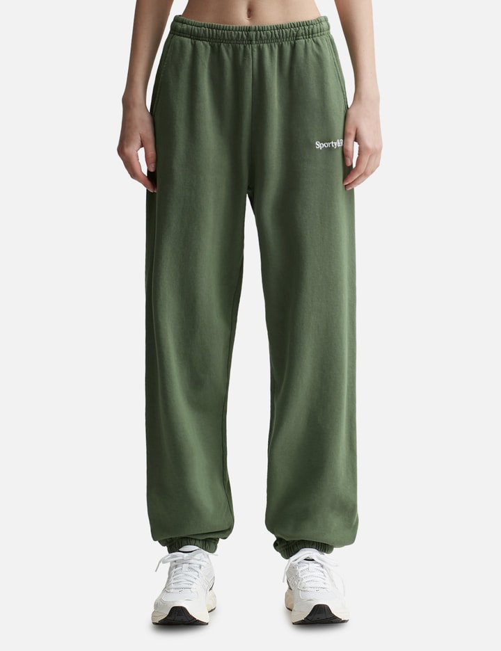 Sporty &amp; Rich Serif Logo Embroidered Sweatpants In Green