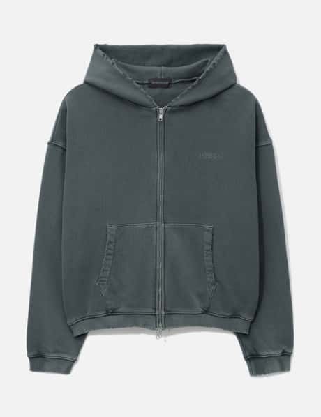 Hypebeast GARMENT DYED LOGO ZIP-UP HOODIE