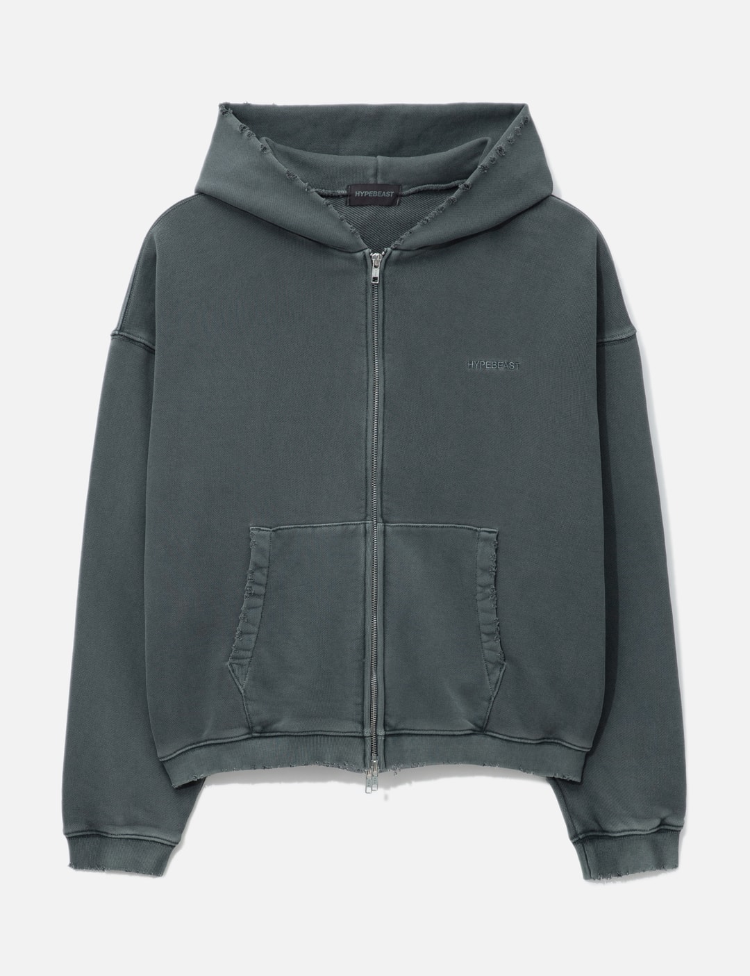 HYPEBEAST GARMENT DYED LOGO ZIP-UP HOODIE