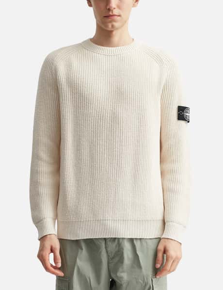 Stone Island Fisherman's Rib Cotton Raw Beauty Crewneck Jumper HBX