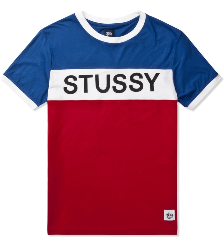 Red Stussy Block Crew T-Shirt Placeholder Image