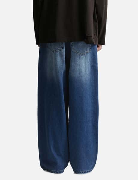 CODA - Indigo Washed Distressed Extended Cut Luft Jeans | HBX