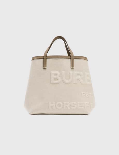 Burberry Small Leather-trimmed Printed Canvas Tote - Women - Ecru Tote Bags
