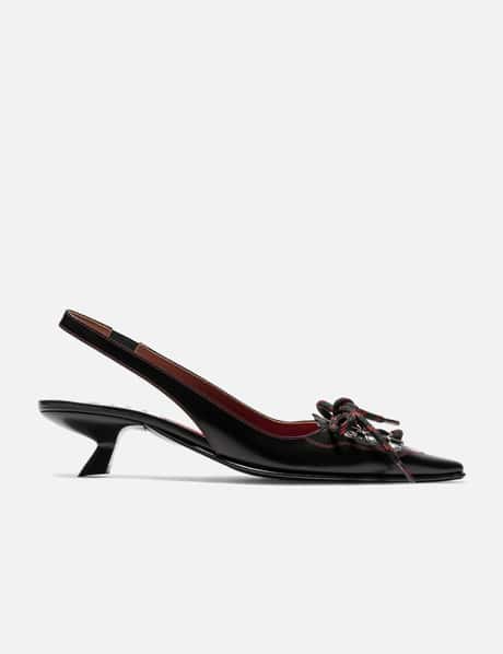 Marni Leather Slingback With Lace