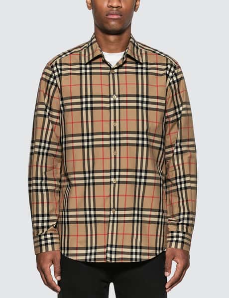 burberry dress shirt replica Burberry Vintage Check Tie Waist Shirt Dress in Archive Beige US-4