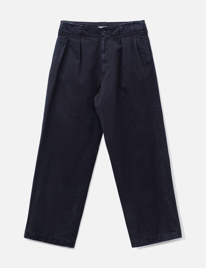 Yoke Peached Cotton Twill Garment-Dye 2 Pleated Trousers