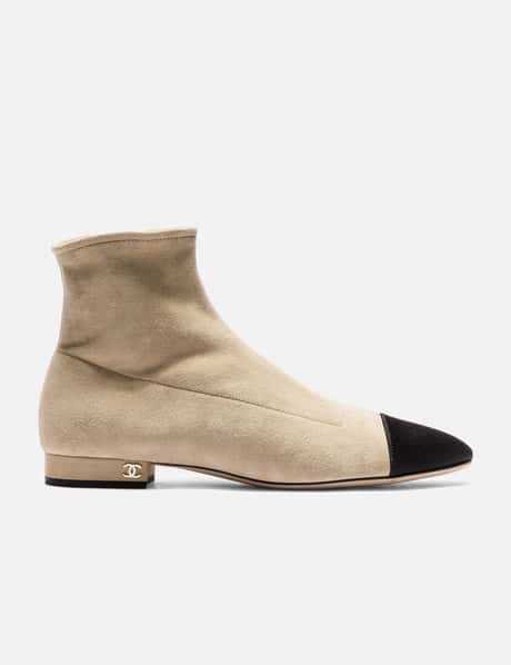 chanel Suede & Satin Cap-toe Ankle Boots
