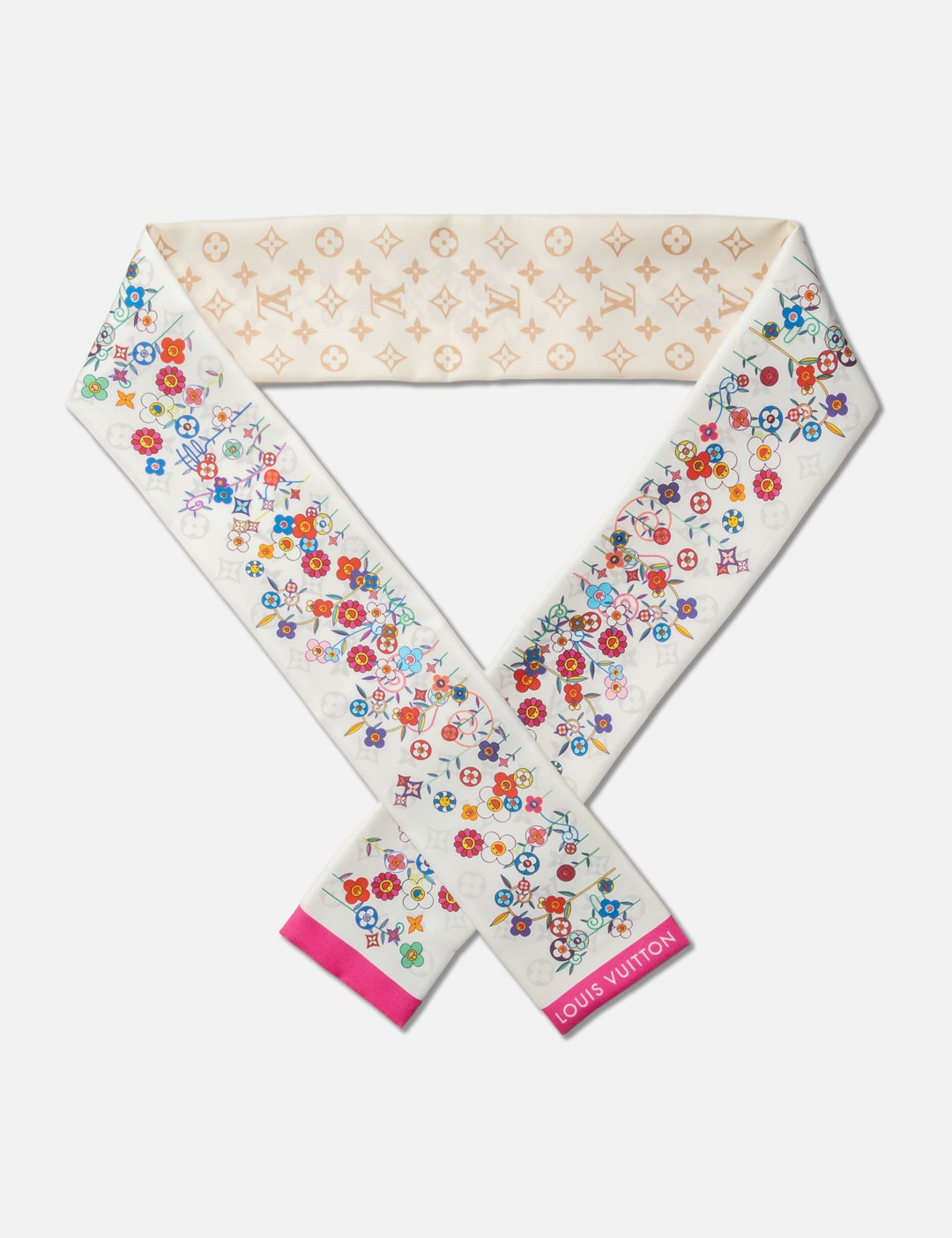 Louis Vuitton Monogram Multicolore Bandeau Scarf Silk Takashi Murakami Y2K Louis Vuitton x Takashi Murakami Silk Monogram Multicolor  main image 3