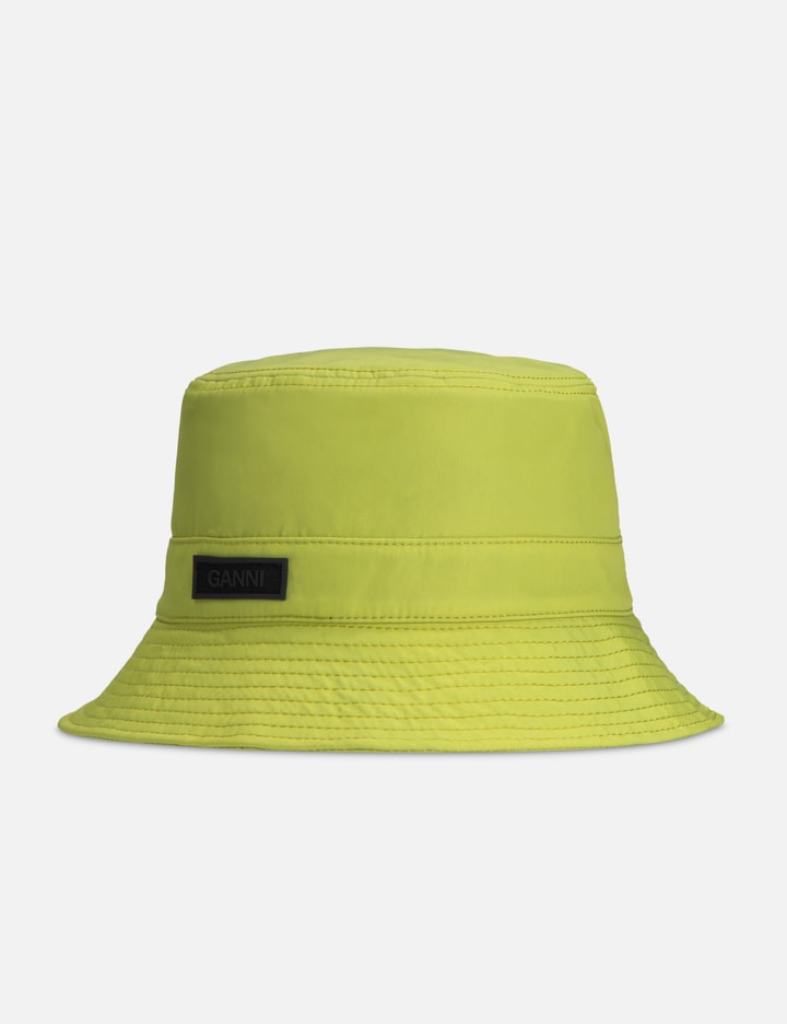 Shop Ganni Recycled Tech Bucket Hat In Green