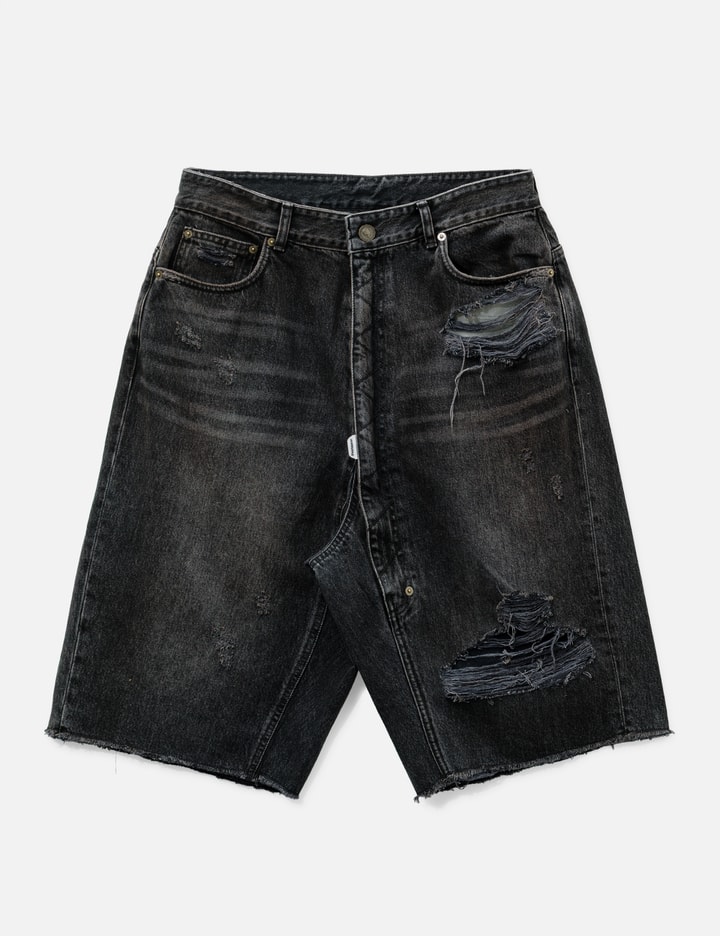 Protocol-Index Long Zipper Fly Denim Shorts