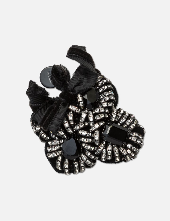 Prada Jewellery Floral Brooch In Black