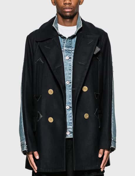 Sacai - Wool Melton x Denim Coat | HBX - ハイプビースト(Hypebeast 