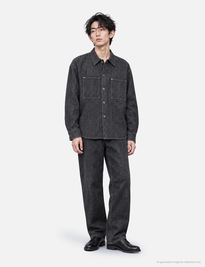 Wooyoungmi Black Cotton Silk Denim Shirt
