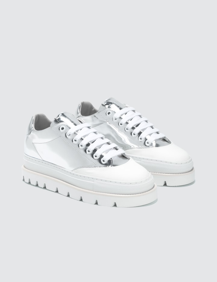 Silver & White Platform Sneakers Placeholder Image