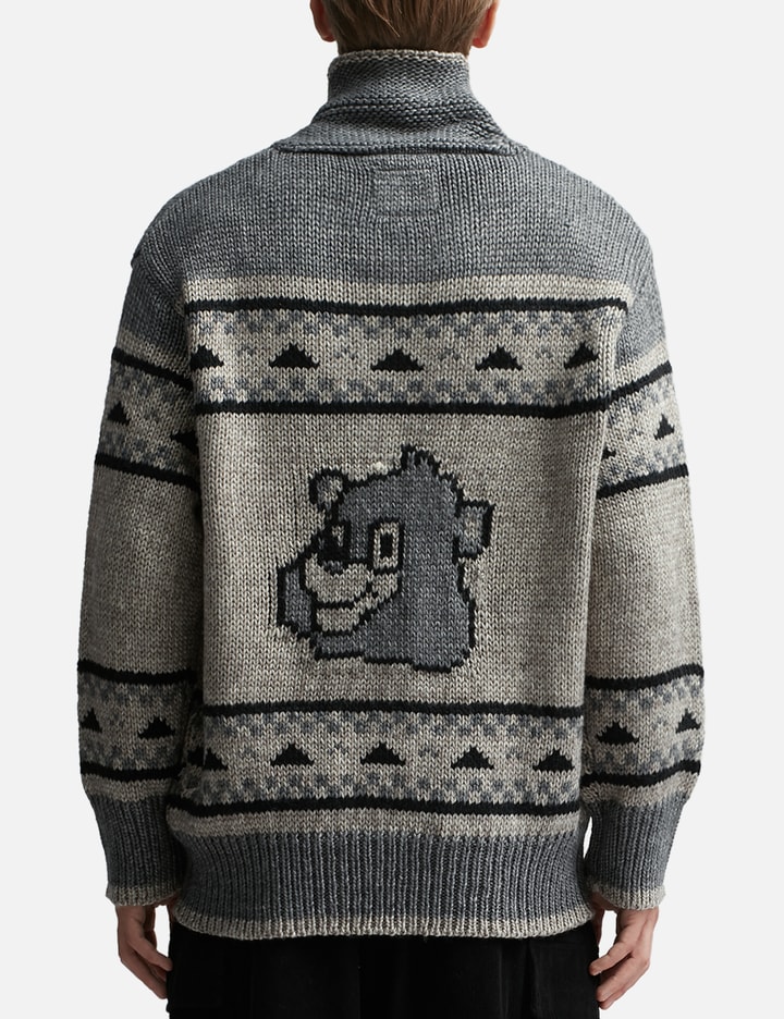 Shop Lmc Bear Zip-up Cowichan Knit Sweater In Grey