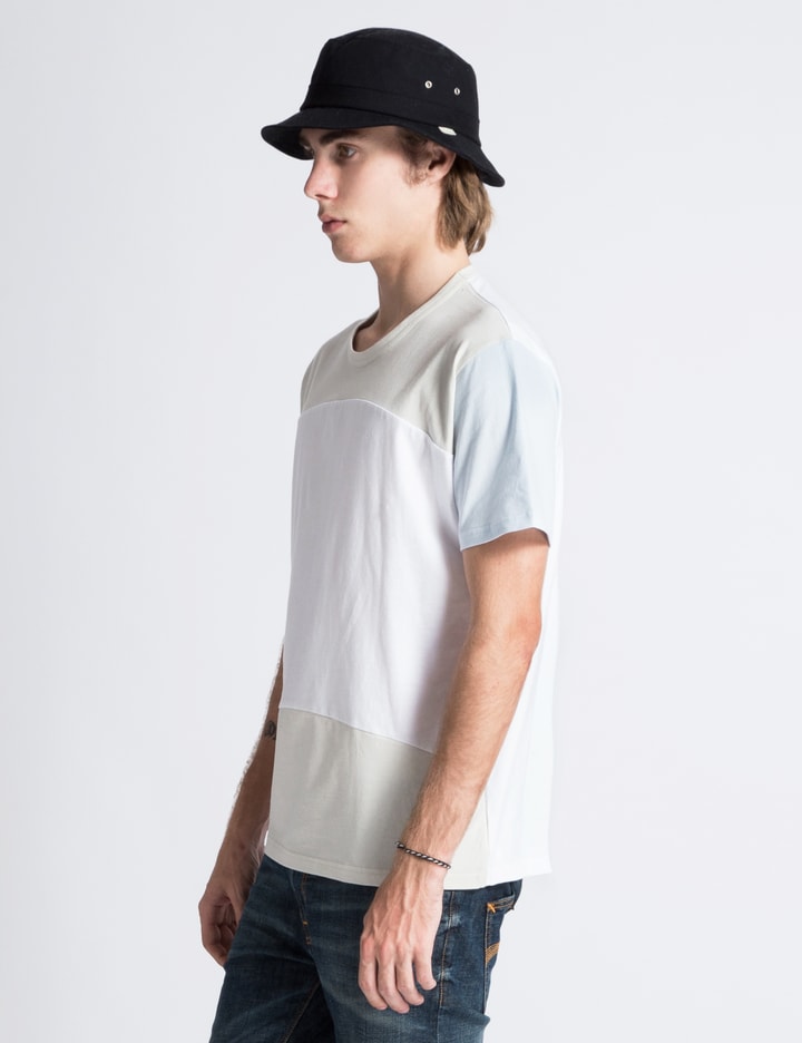 Off White/Light Blue Short Sleeve Colour Block T-Shirt Placeholder Image
