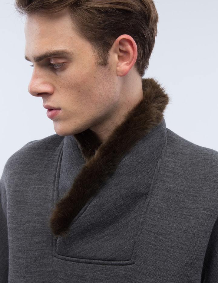 Faux Fur Shawl Collar Pullover Sweater Placeholder Image