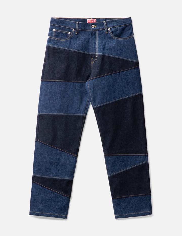 Kenzo Dazzle Stripe Loose Jeans In Blue