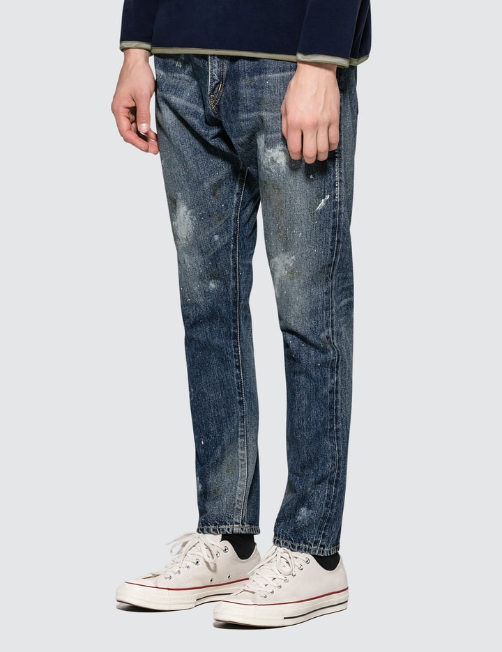 Used Paint Processing Tapered Denim Jeans Placeholder Image