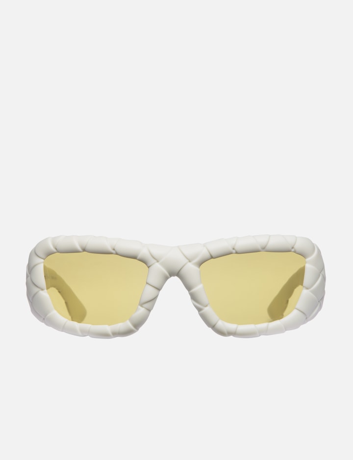Bottega Veneta Intrecciato Rectangular Sunglasses In Metallic