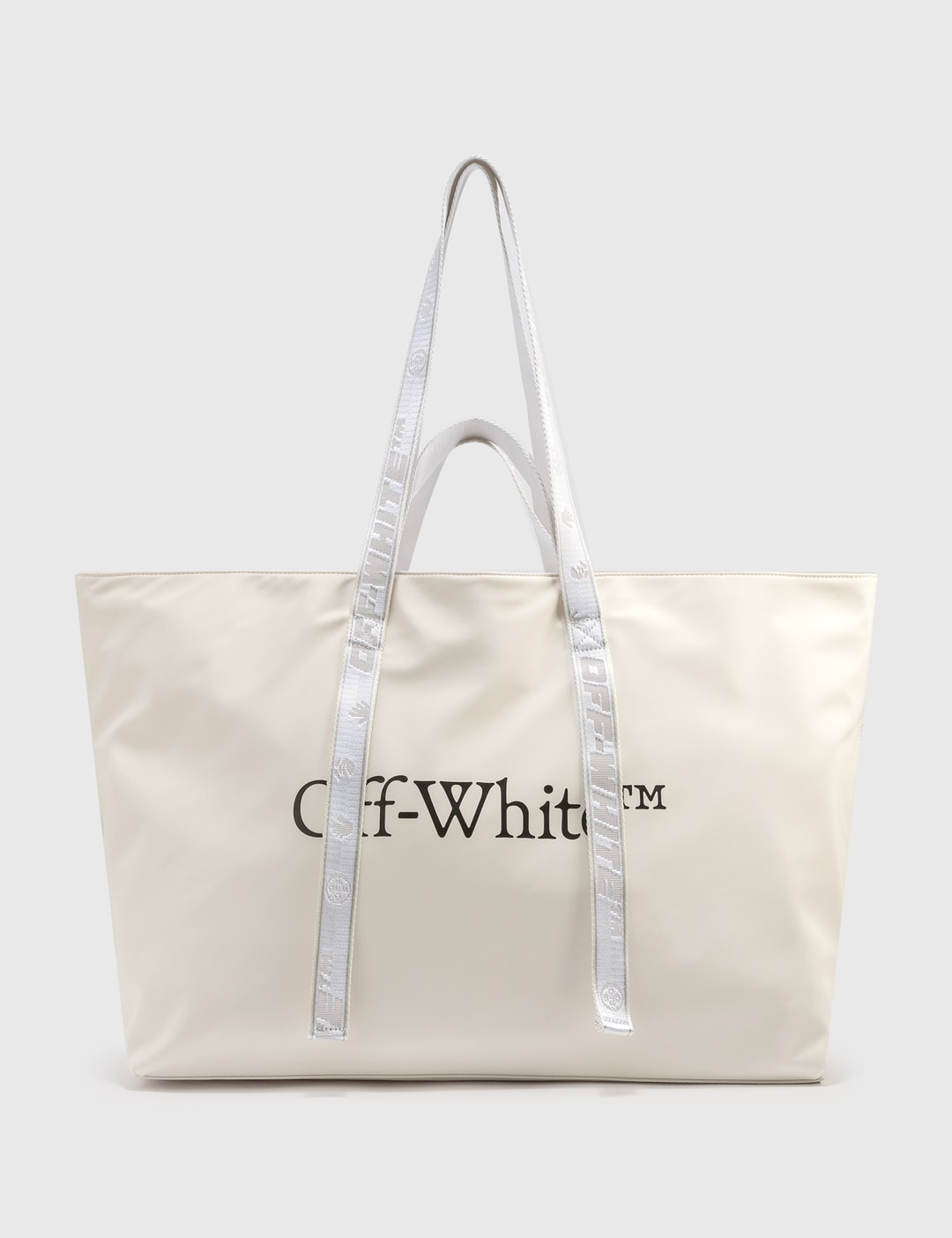 OFF-WHITE: Off White commercial tote bag in nylon - White