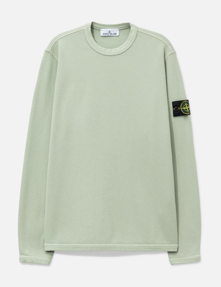 Stone Island Mesh Stitch Organic Cotton Fleece Crewneck Sweatshirt