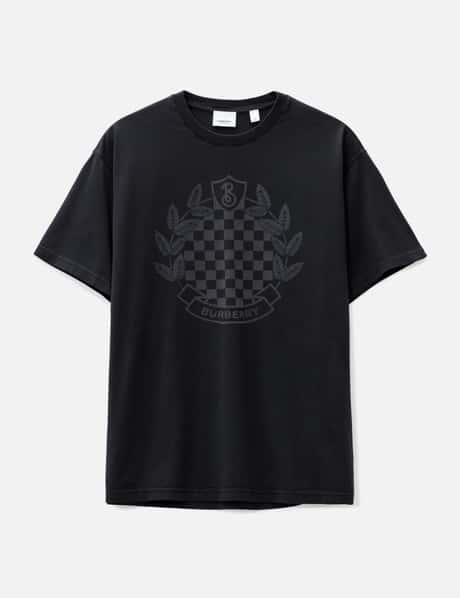Burberry 체크무늬 크레스트 코튼 티셔츠
