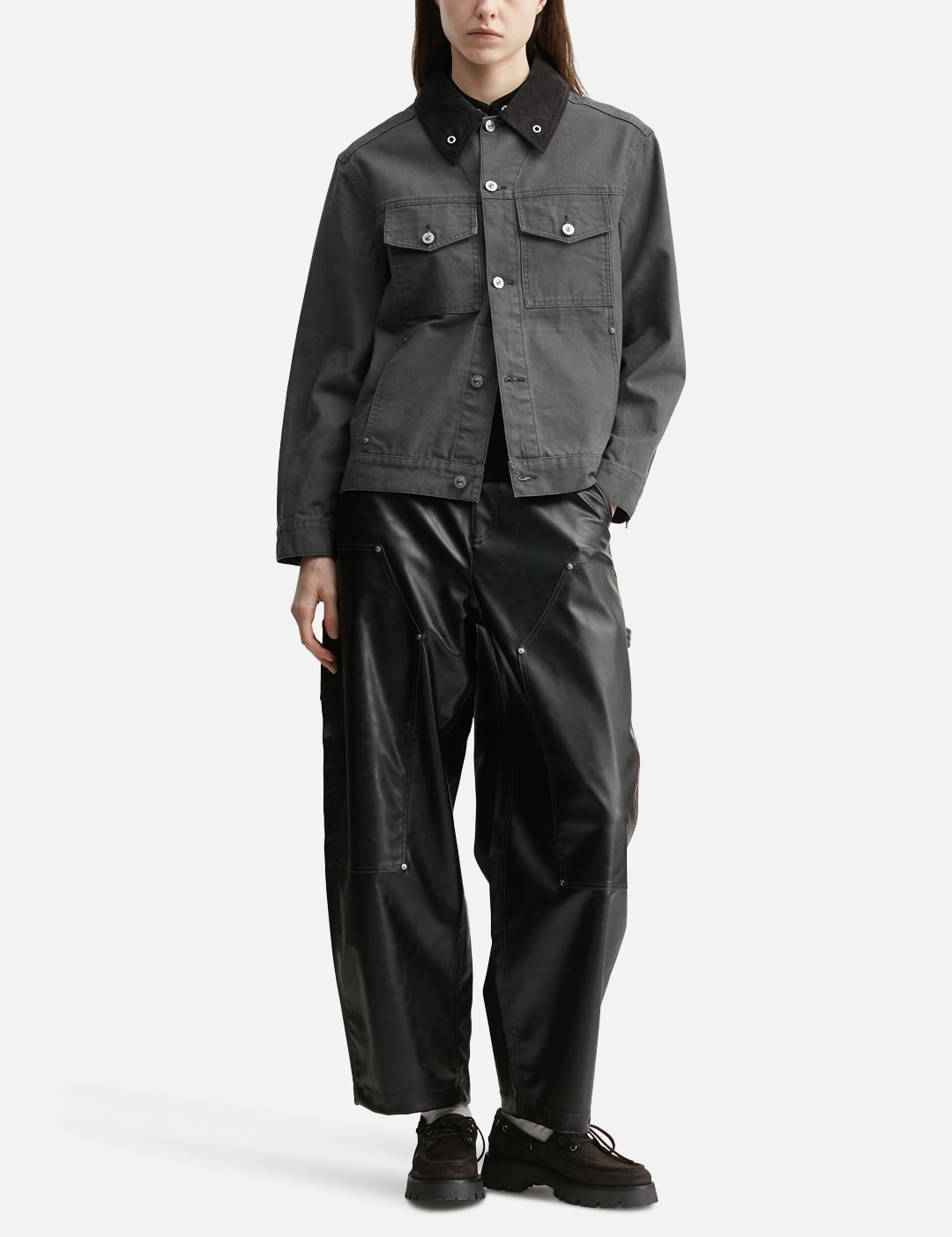 Team Wang Design Reset Patchwork Washed Jacket In Gray