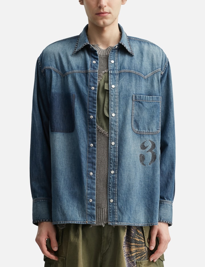 KHOKI Hand-Embroidered Denim Shirt