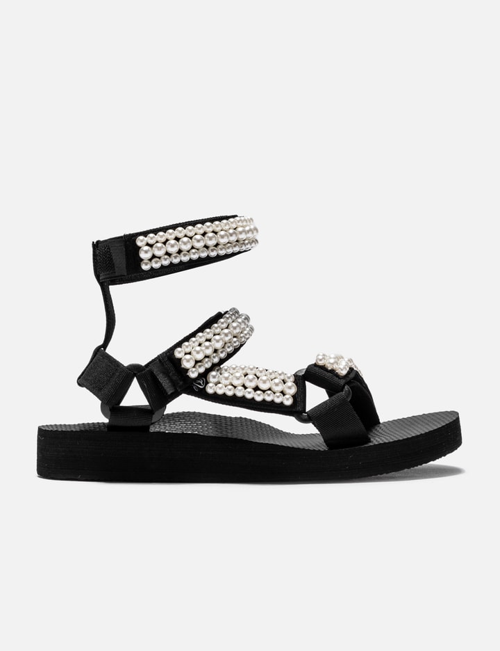 Arizona Love Trekky Double Ankle Pearl Sandals In Black