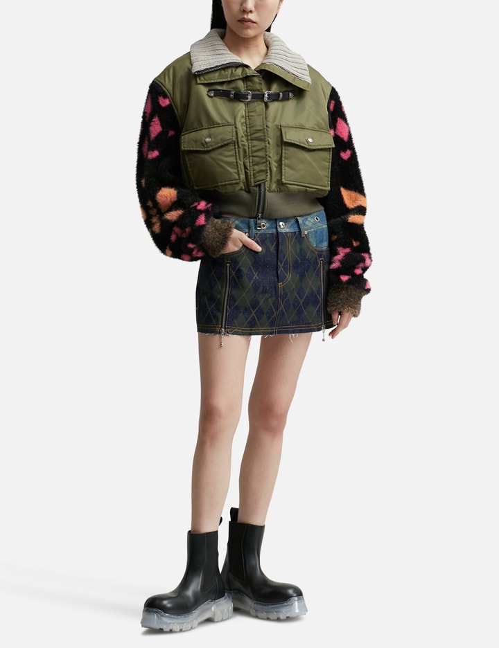 Leona Jacquard Knit Sleeve Bomber Jacket Placeholder Image