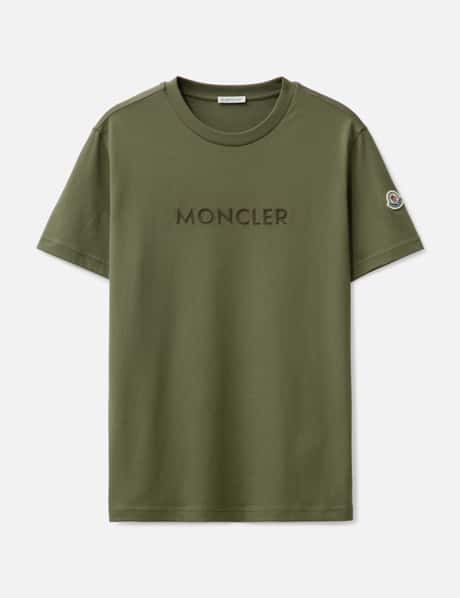 Moncler OLIVE GREEN RUBBERIZED LOGO T-SHIRT