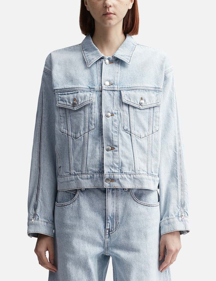 Zipped Sleeve Trucker Jacket In Denim Placeholder Image