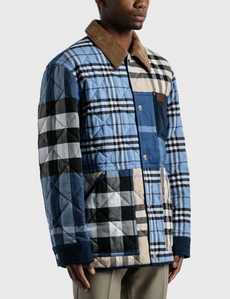 Burberry Corduroy Collar Patchwork Check Cotton Overshirt HBX
