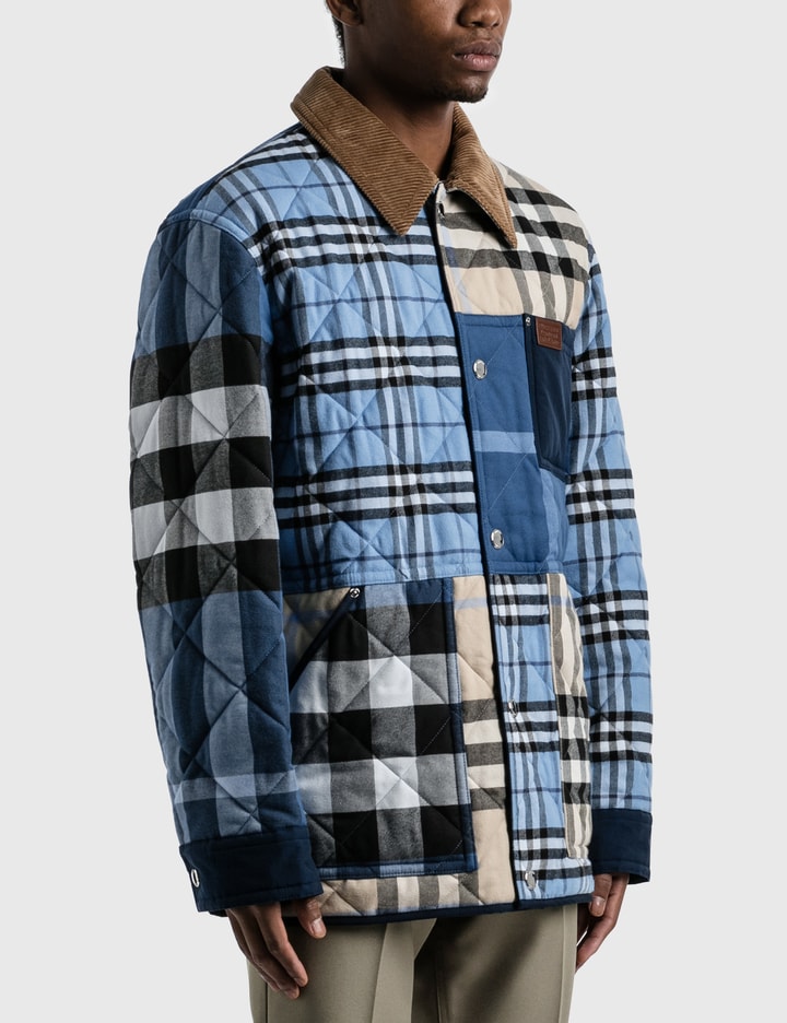 Corduroy Collar Patchwork Check Cotton Overshirt Placeholder Image