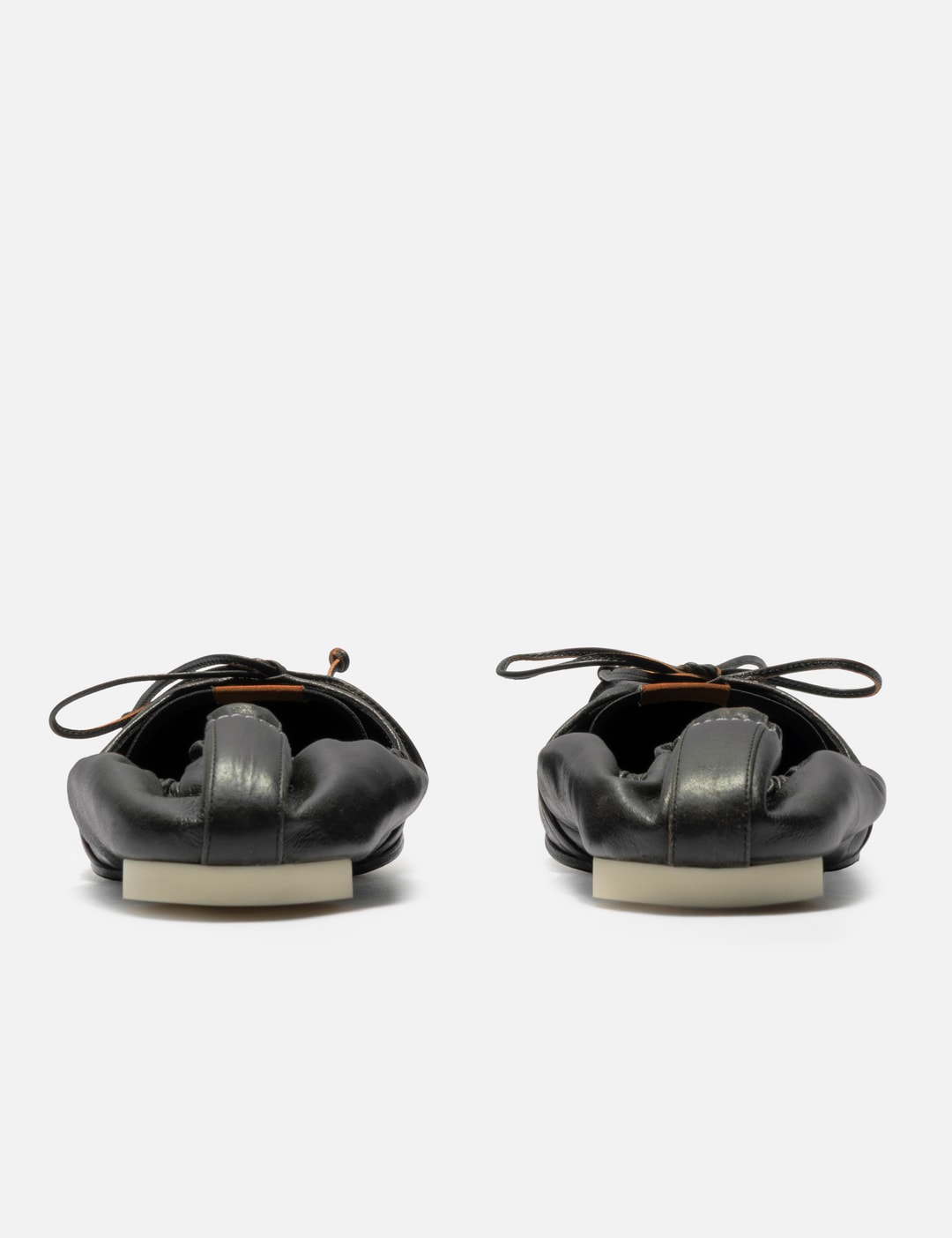 Square-Toe Leather Ballerina Shoes view 11