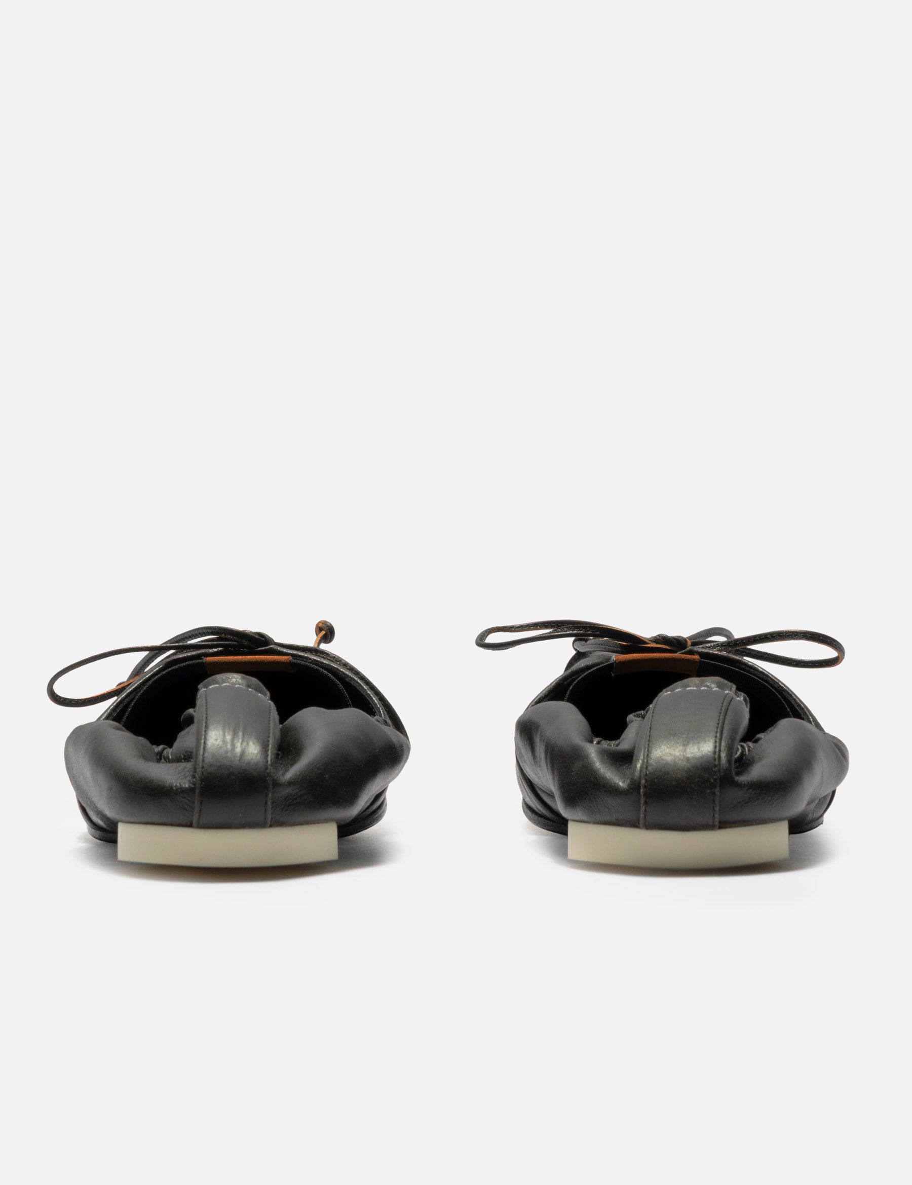 Square-Toe Leather Ballerina Shoes view 18