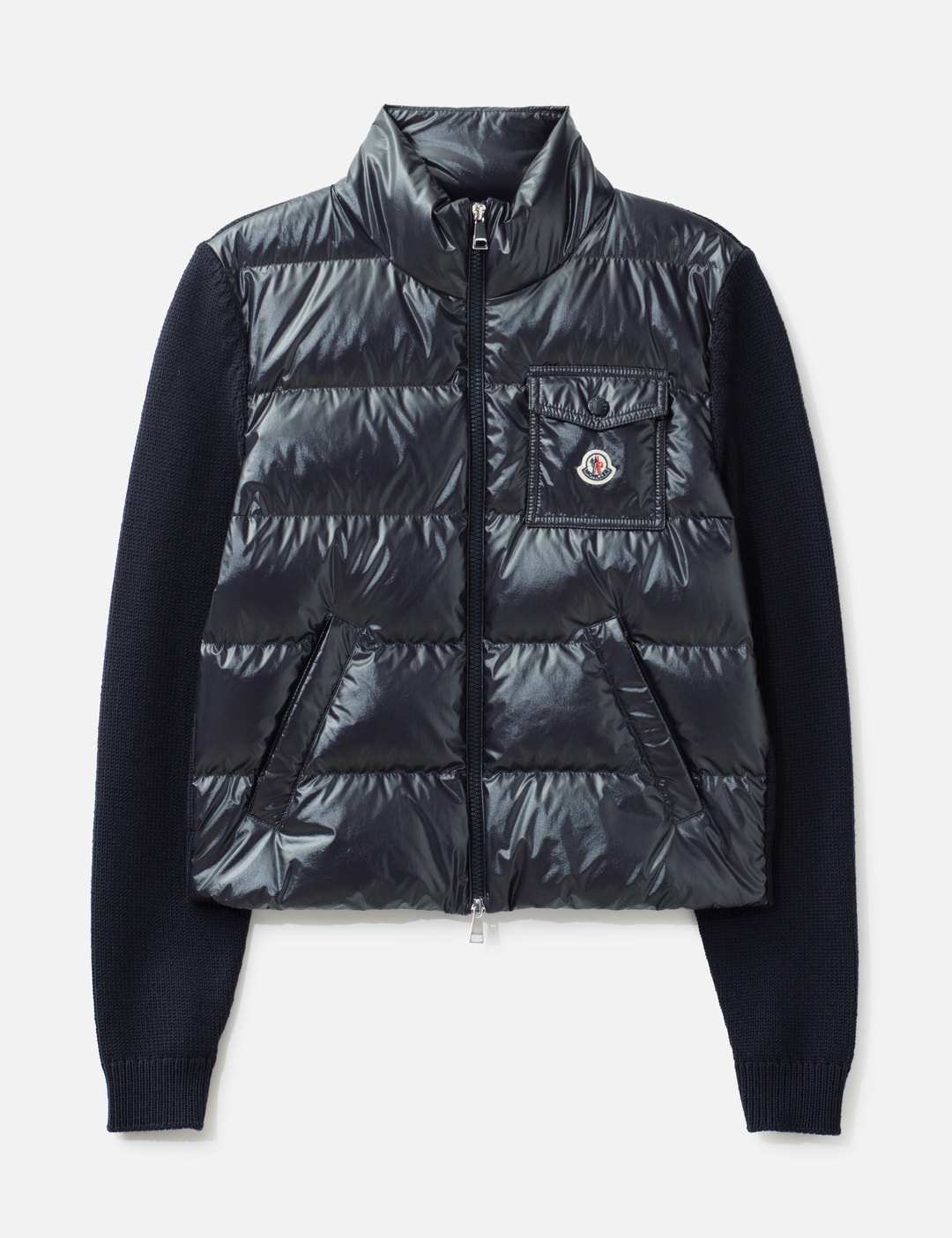 Padded Zip-Up Wool Cardigan