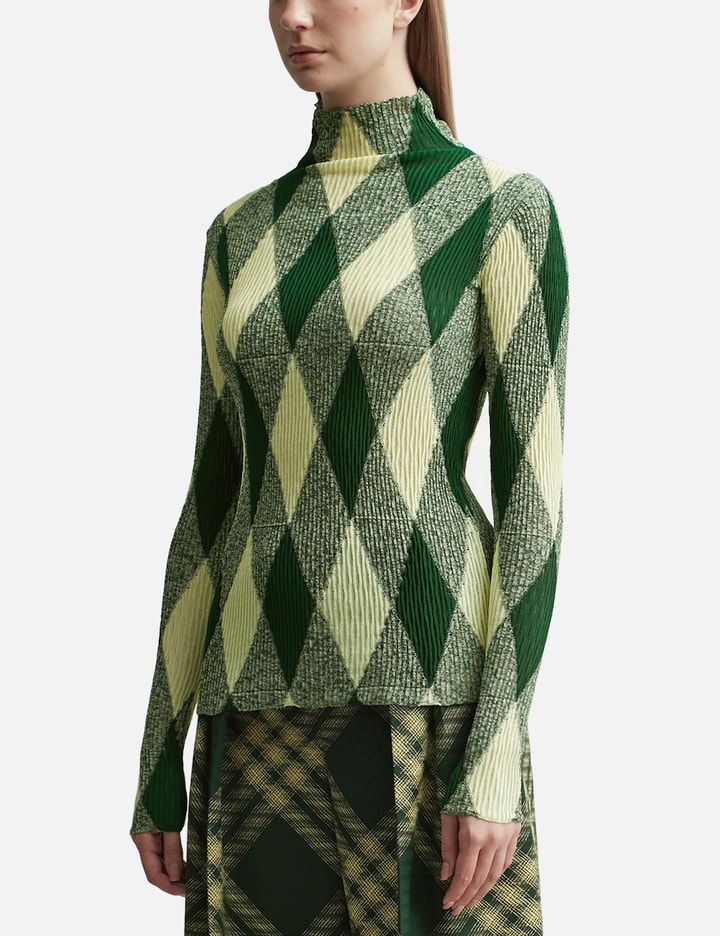 Shop Burberry Argyle Cotton Silk Sweater In Multicolor