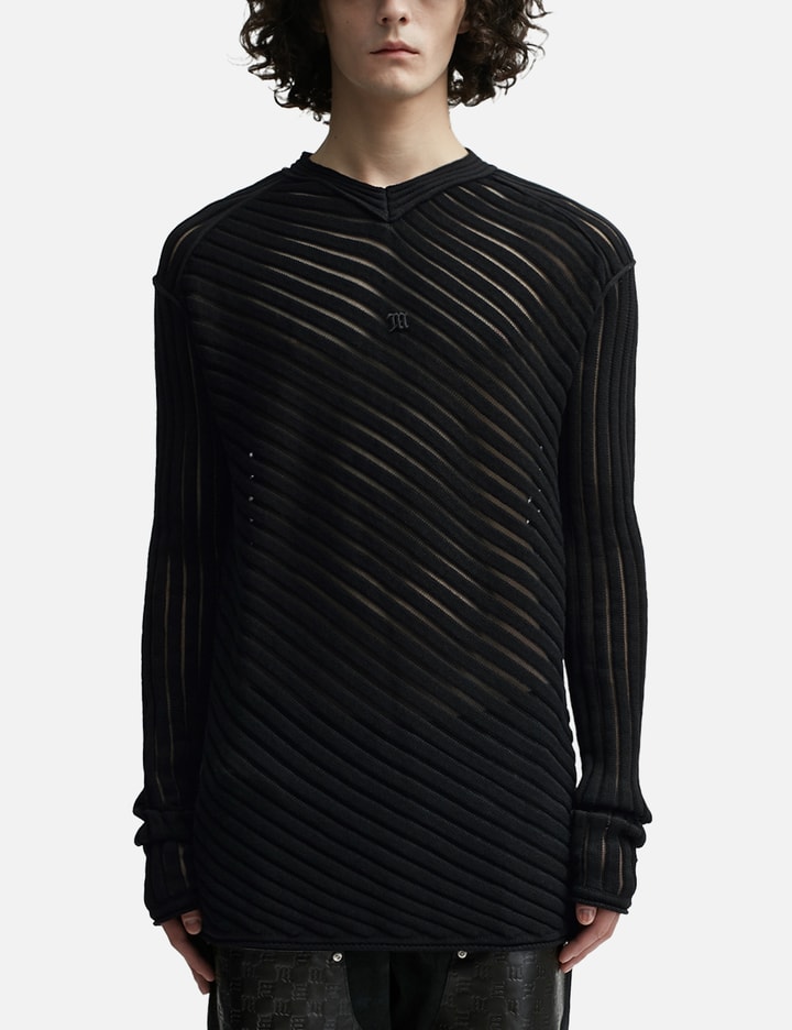 Monofilament Pinstripe Knitted Longsleeve Black Placeholder Image