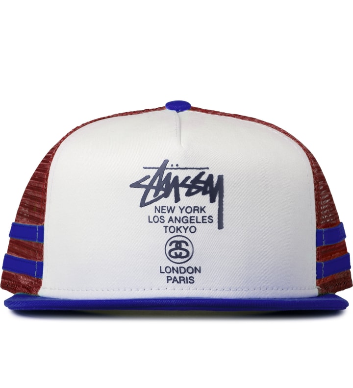 Blue City Striped Trucker Cap Placeholder Image