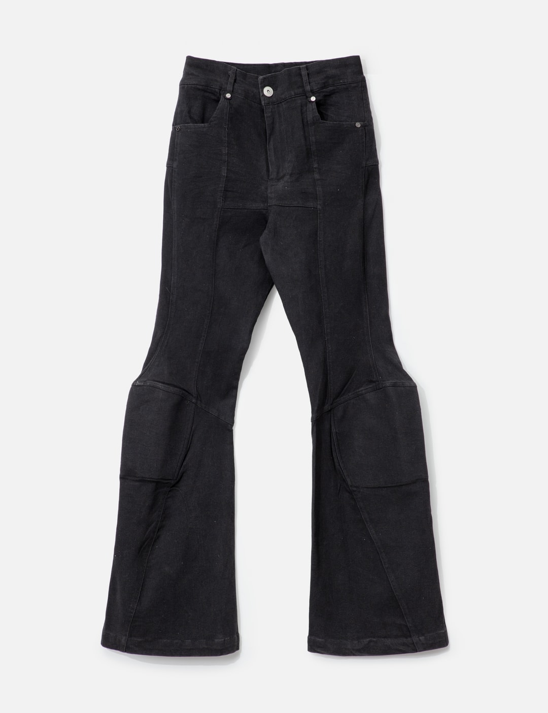 Padded Flared Black Denim Pants view 7