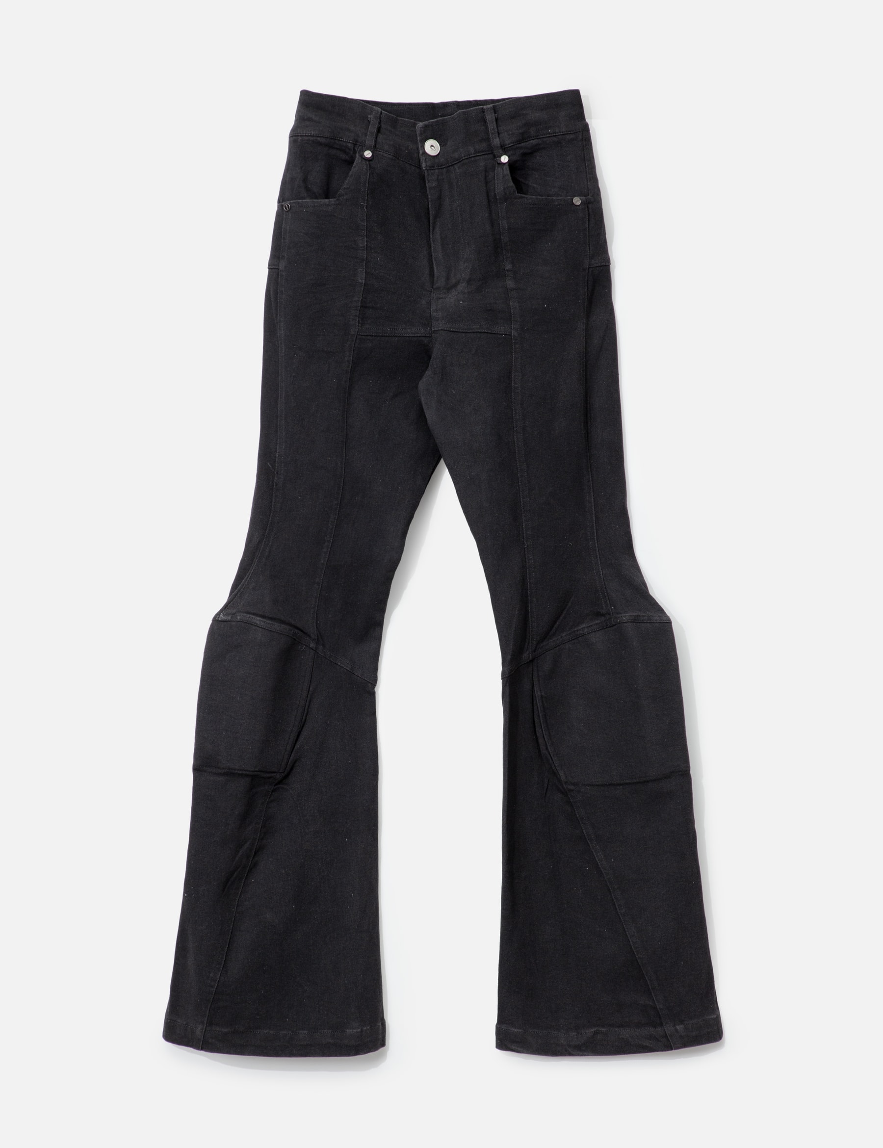 Padded Flared Black Denim Pants view 16