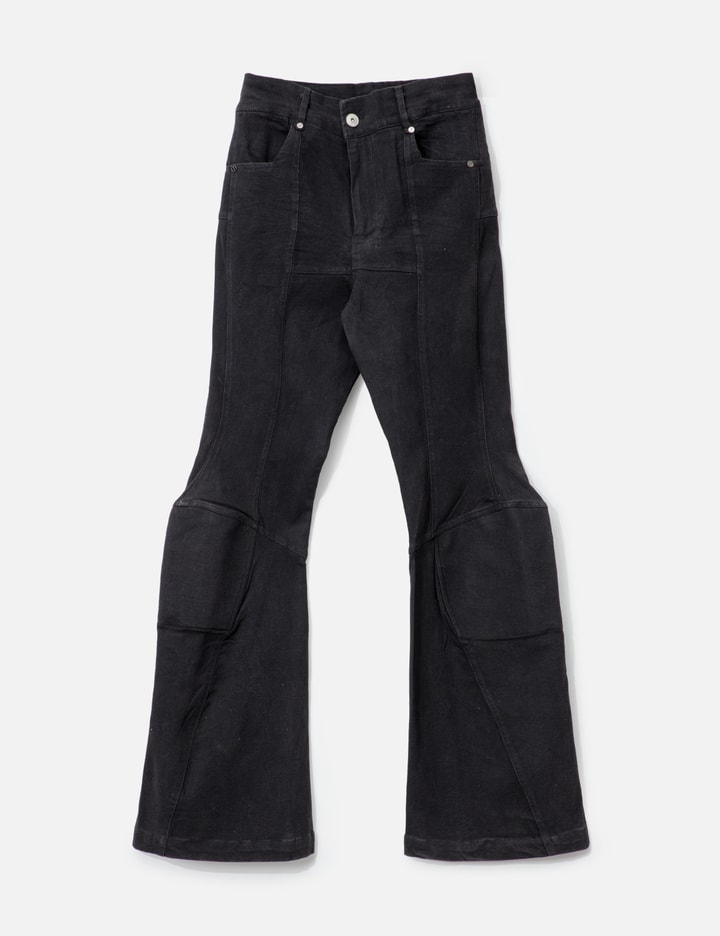 Padded Flared Black Denim Pants Placeholder Image