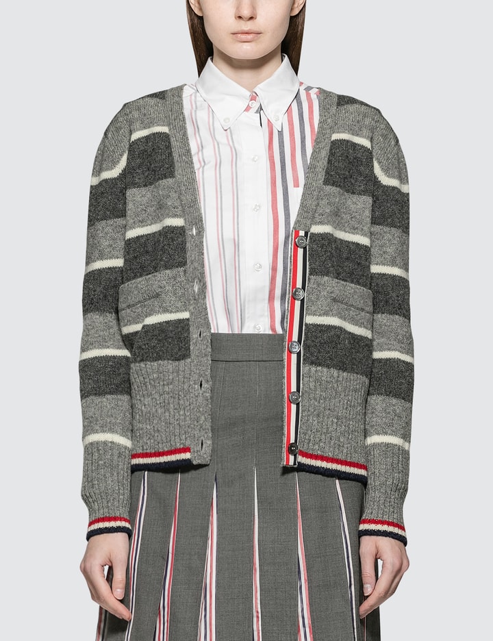 Wide Repp Stripe Relaxed Cardigan Placeholder Image