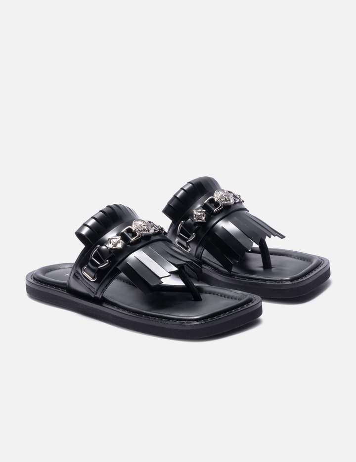 Toga Pulla Studded Black Leather Slippers