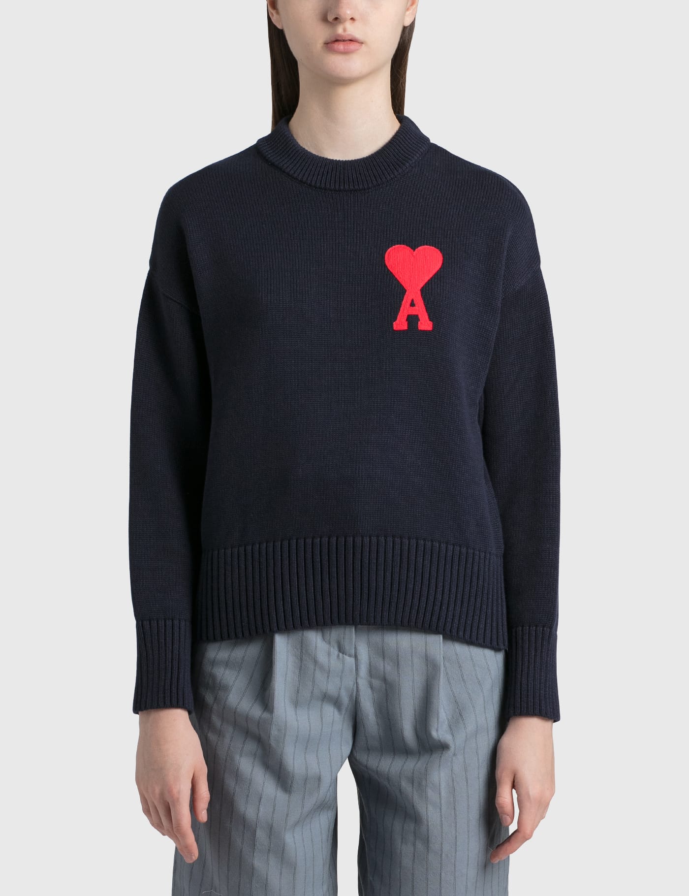 AMI Ami De Coeur Cashmere Jumper in Blue Womens Clothing Jumpers and knitwear Jumpers 