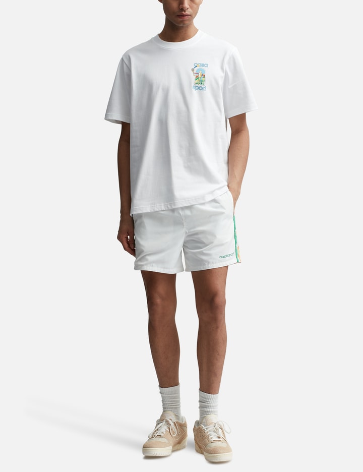 Shop Casablanca Printed Crayon Swim Shorts In White