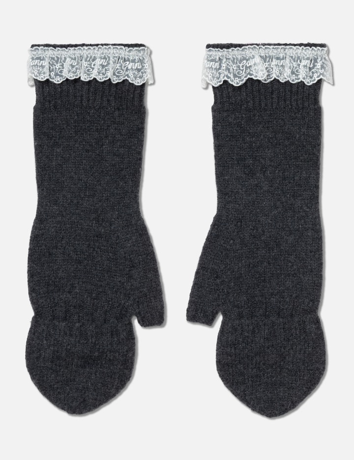 Ganni Compact Wool Lace Mittens