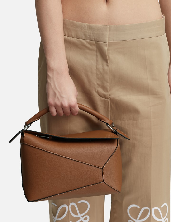 Loewe Puzzle Edge Small Shoulder Bag In Calfskin Leather In Brown